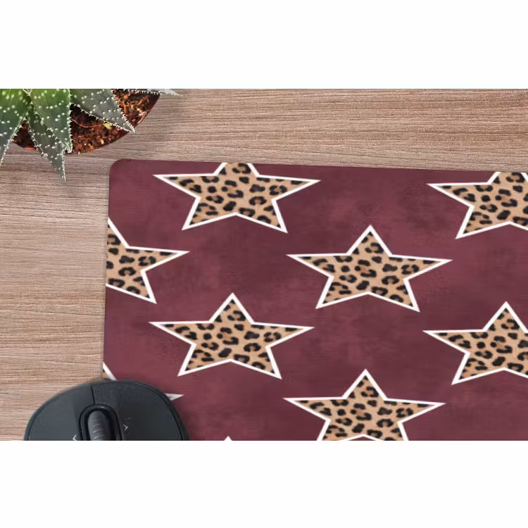 Muismat - Sterren - Luipaardprint - Rood — 5