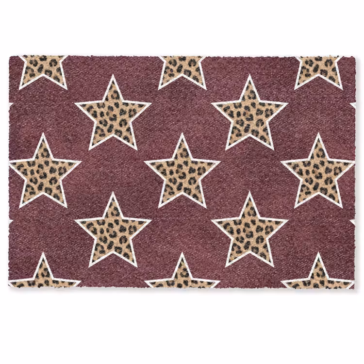 Deurmat - Sterren - Luipaardprint - Rood — 1