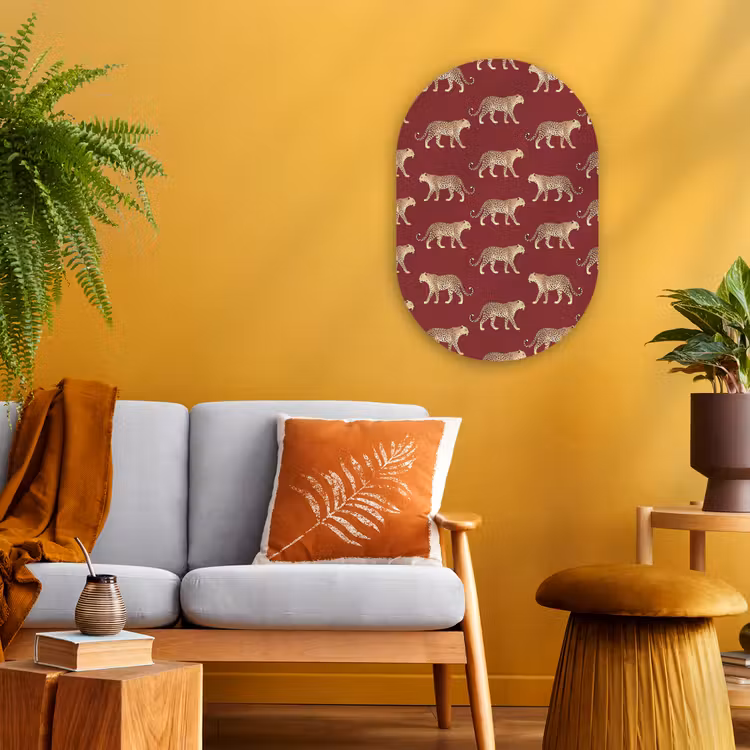 Muurovaal - Katten - Patroon - Rood — 1