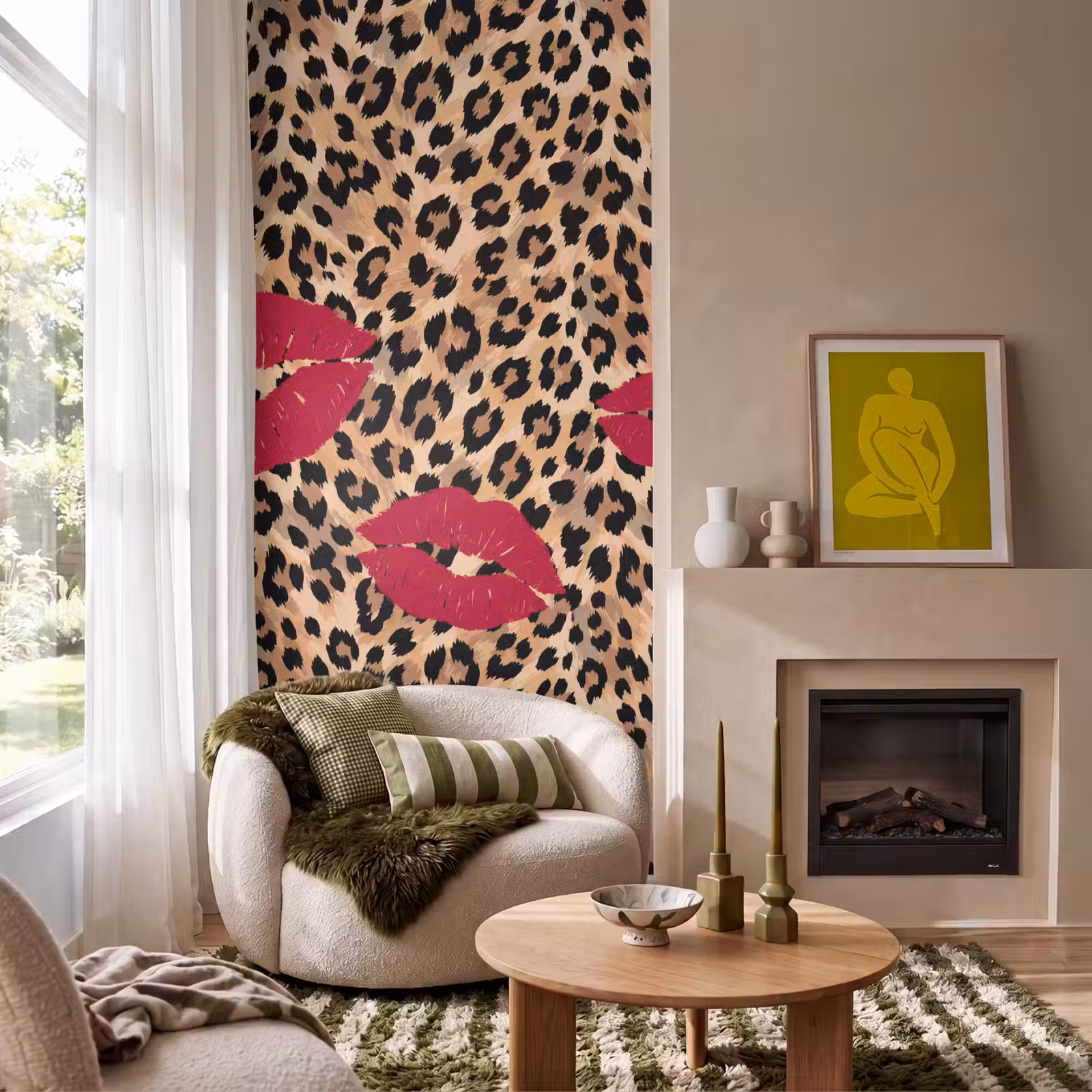 Behang - Kusafdruk - Dierenprint - Rood — 1