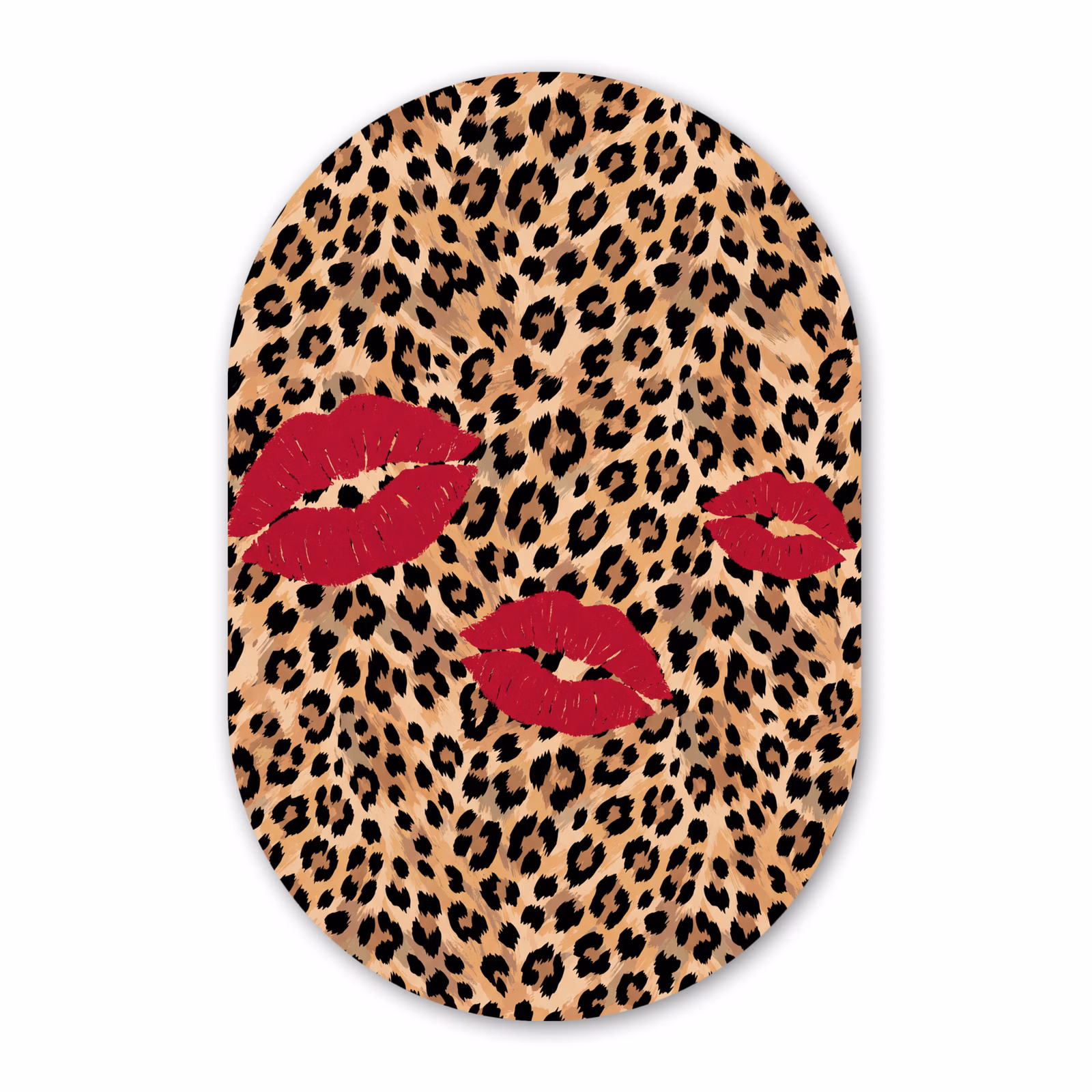 Muurovaal glas - Kusafdruk - Dierenprint - Rood — 1