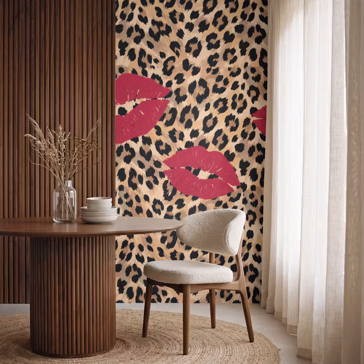 Behang - Kusafdruk - Dierenprint - Rood — 4