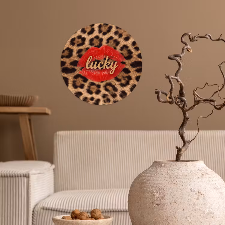 Behangcirkel - Dierenprint - Lippen - Rood — 2