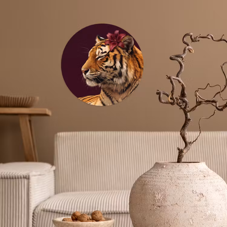 Behangcirkel - Tijger - Bloem - Dieren — 2