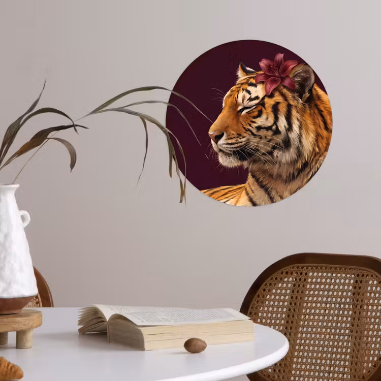 Behangcirkel - Tijger - Bloem - Dieren — 4