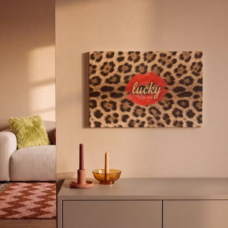 Canvas schilderij - Dierenprint - Lippen - Rood — 1
