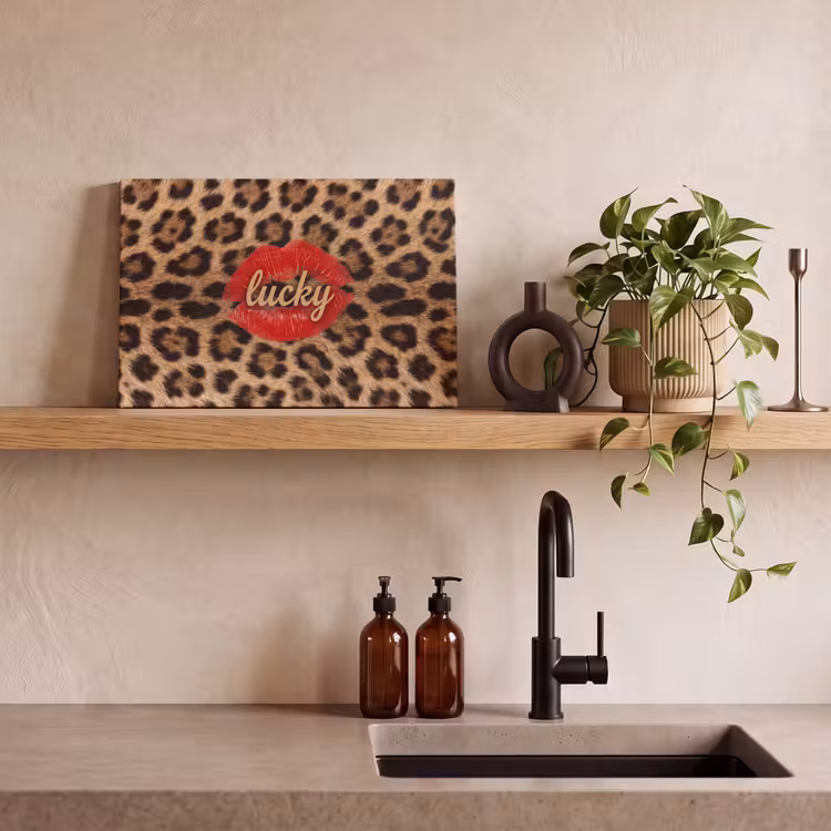 Canvas schilderij - Dierenprint - Lippen - Rood — 2