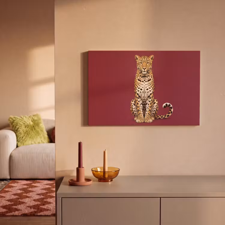 Canvas schilderij - Kat - Dieren - Rood — 1