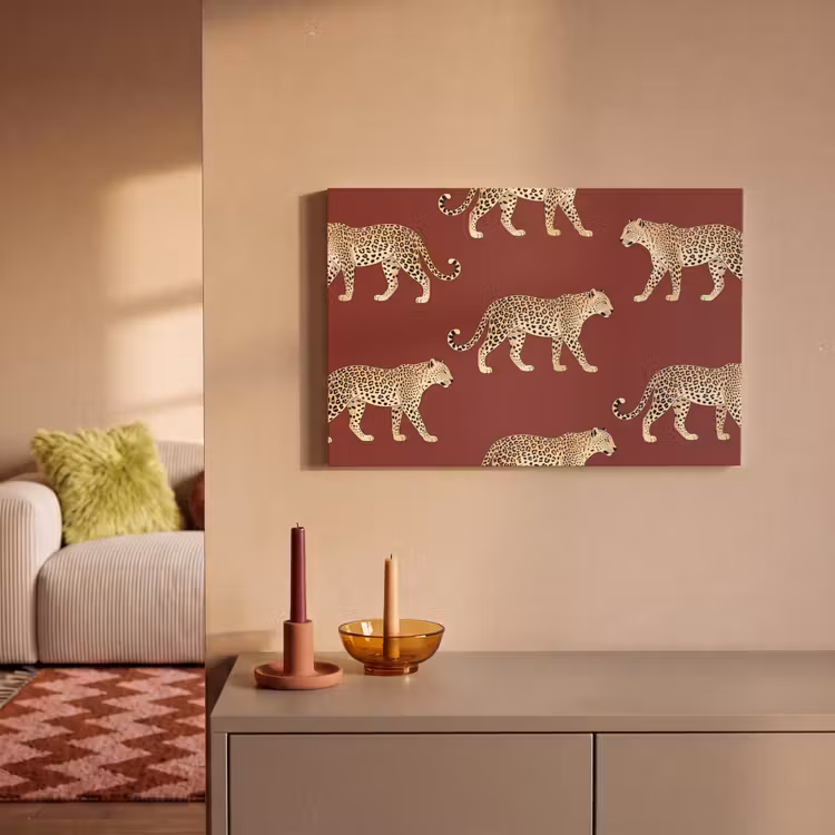 Canvas schilderij - Katten - Patroon - Rood — 1