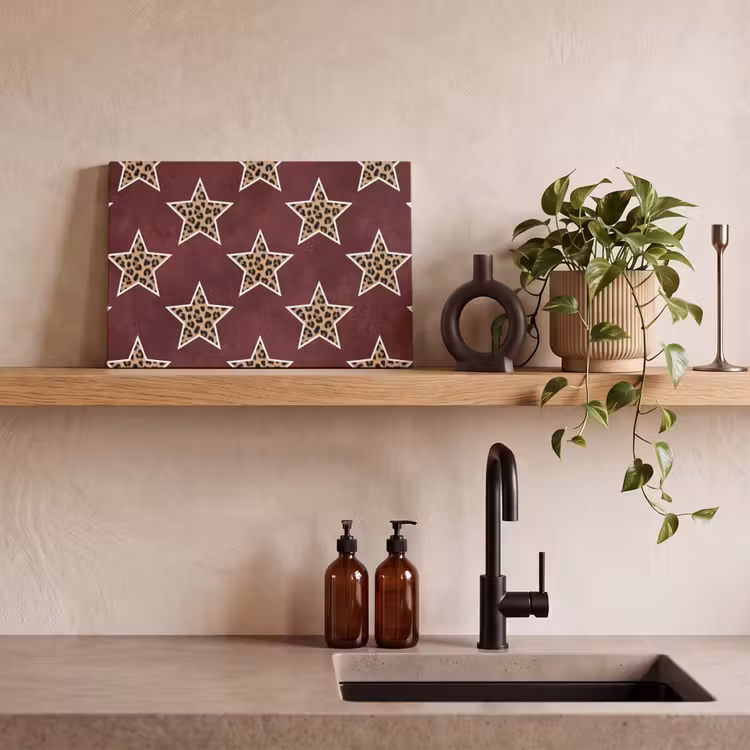 Canvas schilderij - Sterren - Luipaardprint - Rood — 2