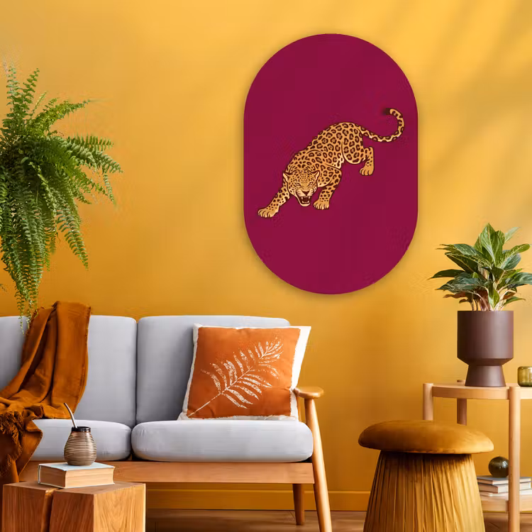 Muurovaal glas - Kat - Aanvallend - Dieren — 3