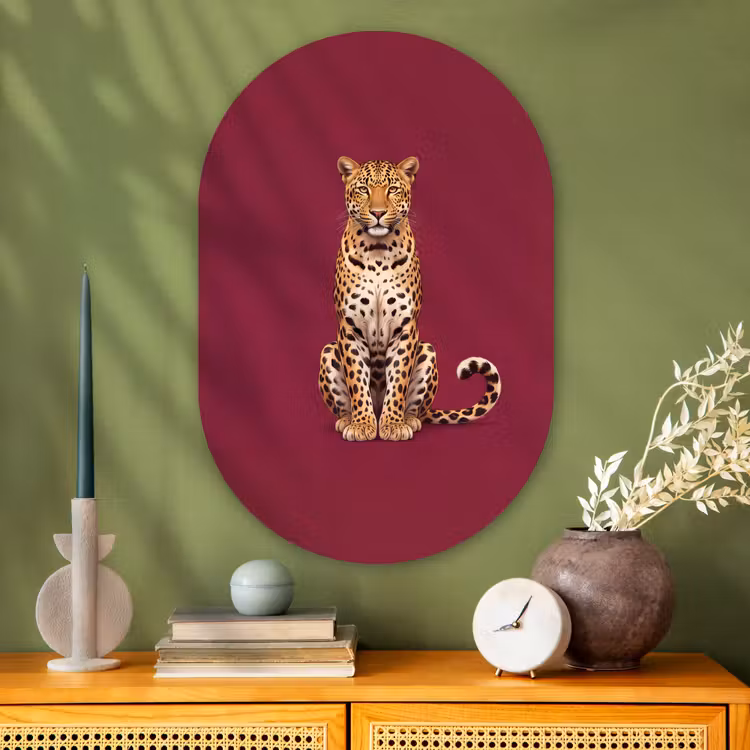 Muurovaal glas - Kat - Dieren - Rood — 2