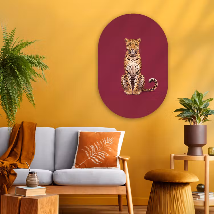 Muurovaal glas - Kat - Dieren - Rood — 3