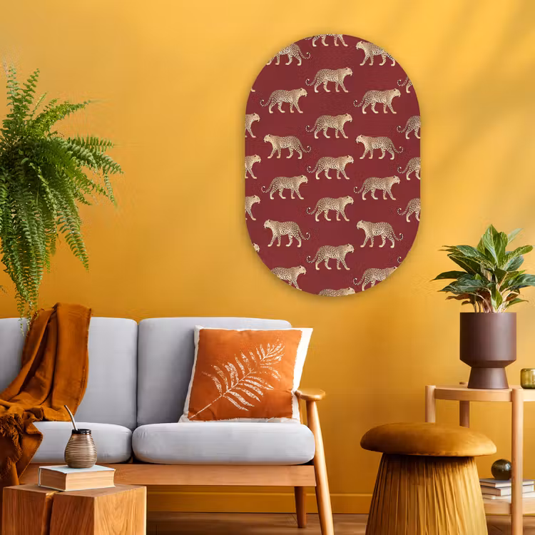 Muurovaal glas - Katten - Patroon - Rood — 3
