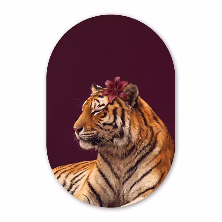 Muurovaal - Tijger - Bloem - Dieren — 3