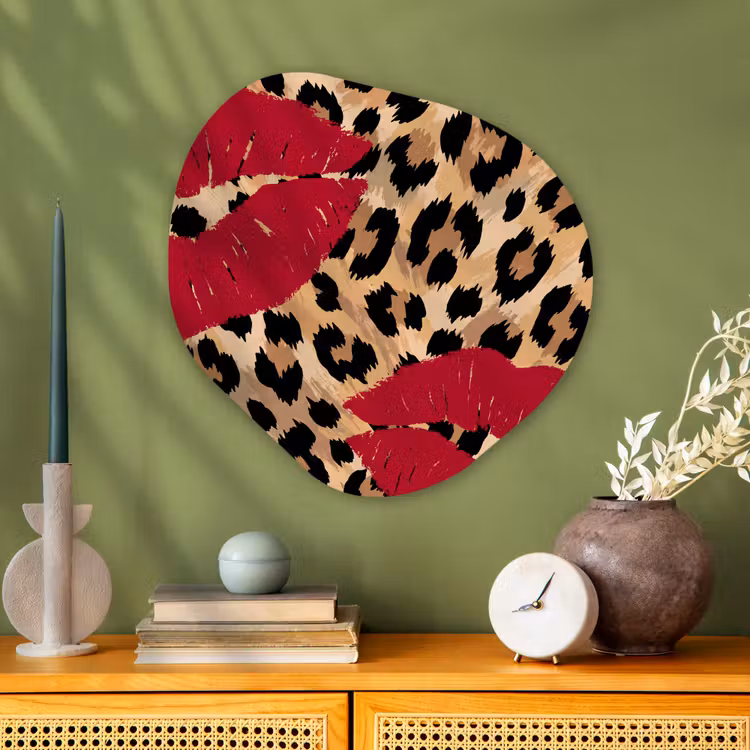 Organisch schilderij glas - Kusafdruk - Dierenprint - Rood — 2