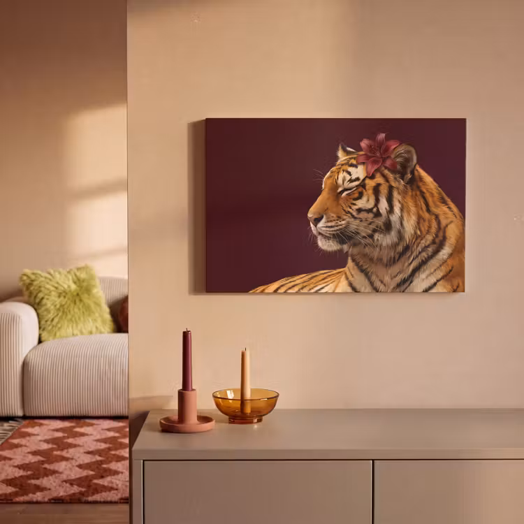Canvas schilderij - Tijger - Bloem - Dieren — 1