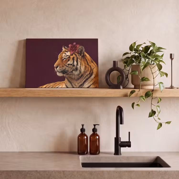 Canvas schilderij - Tijger - Bloem - Dieren — 2