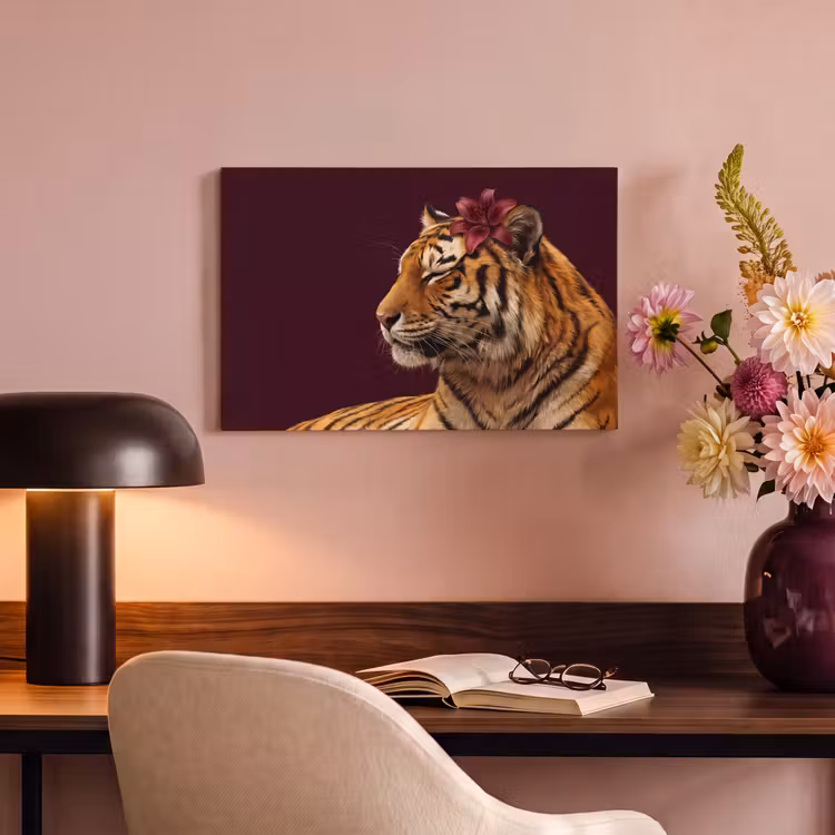 Canvas schilderij - Tijger - Bloem - Dieren — 3
