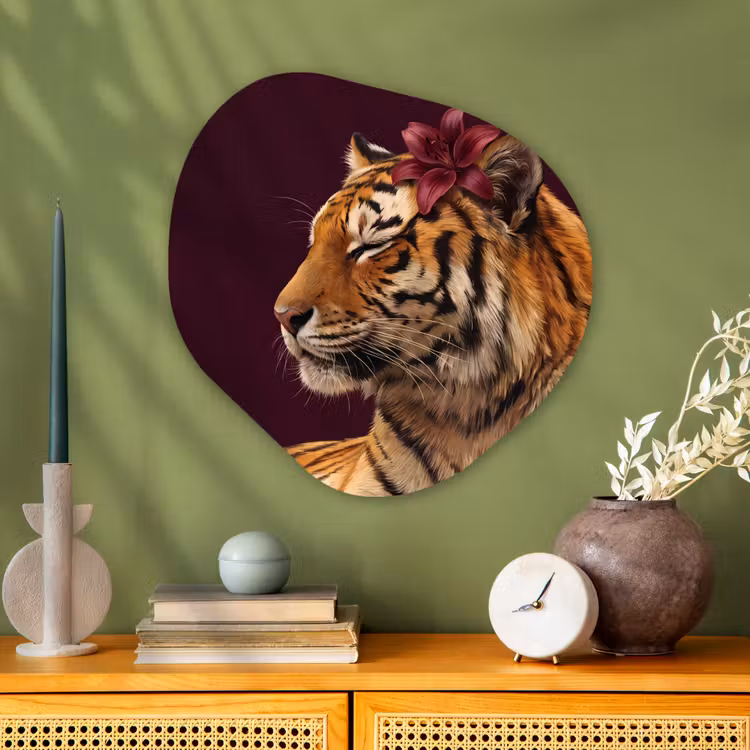 Organisch schilderij glas - Tijger - Bloem - Dieren — 2