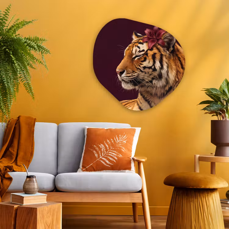 Organisch schilderij glas - Tijger - Bloem - Dieren — 3