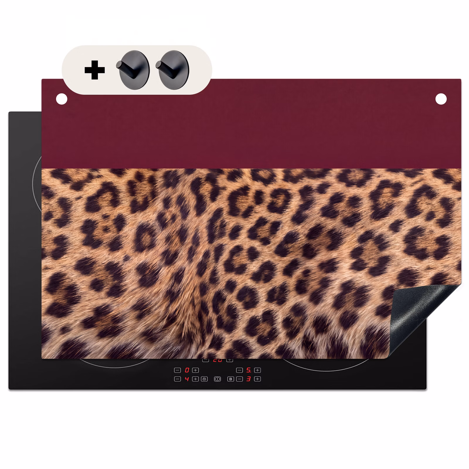 Inductiebeschermer & spatscherm (2in1) - Vacht - Patroon - Bordeaux — 1