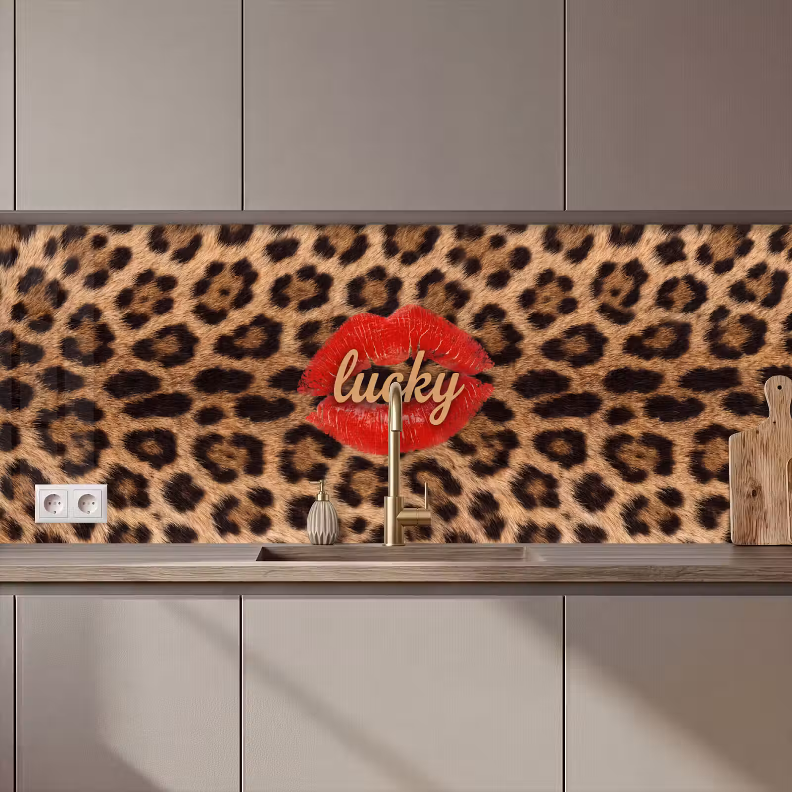 Keuken achterwand - Dierenprint - Lippen - Rood — 1