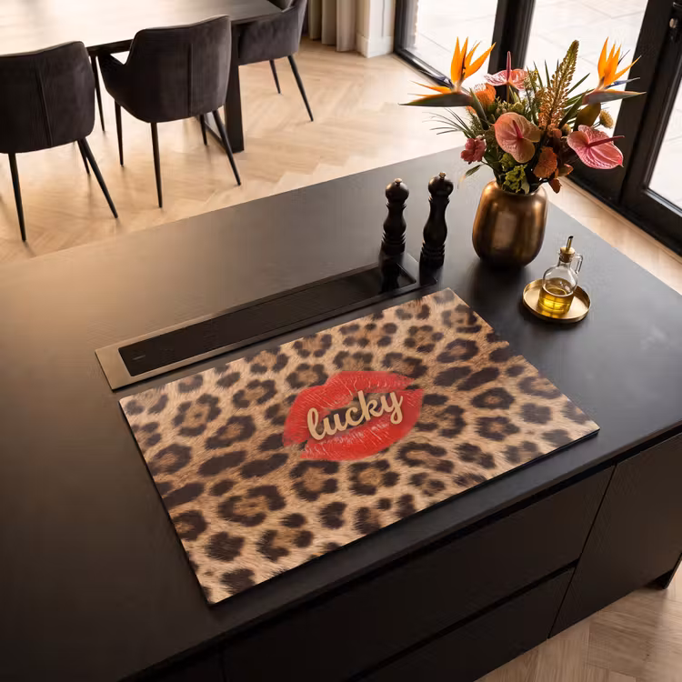 Inductiebeschermer - Dierenprint - Lippen - Rood — 2