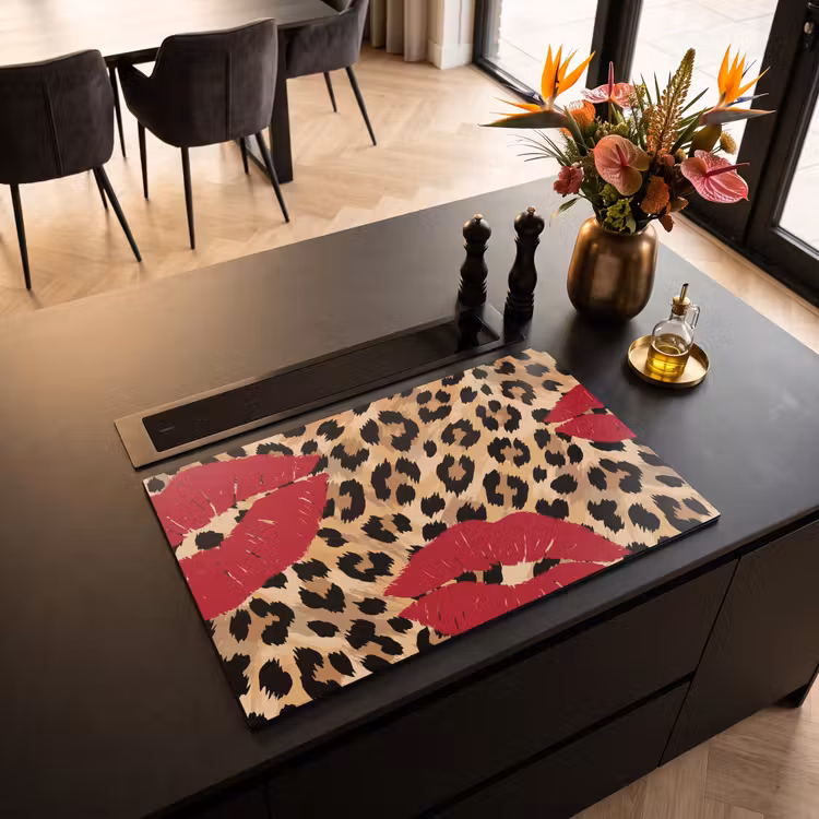Inductiebeschermer - Kusafdruk - Dierenprint - Rood β 2
