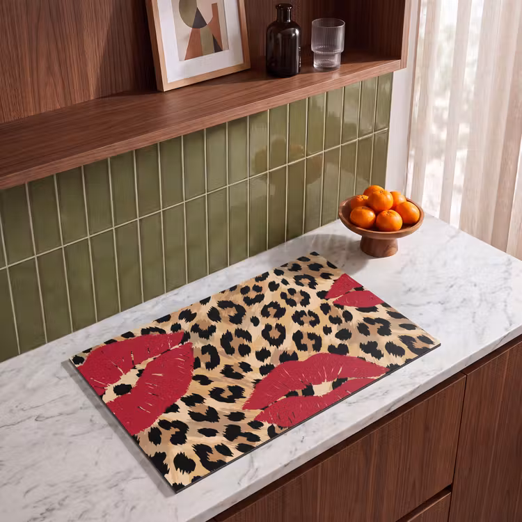 Inductiebeschermer - Kusafdruk - Dierenprint - Rood β 3