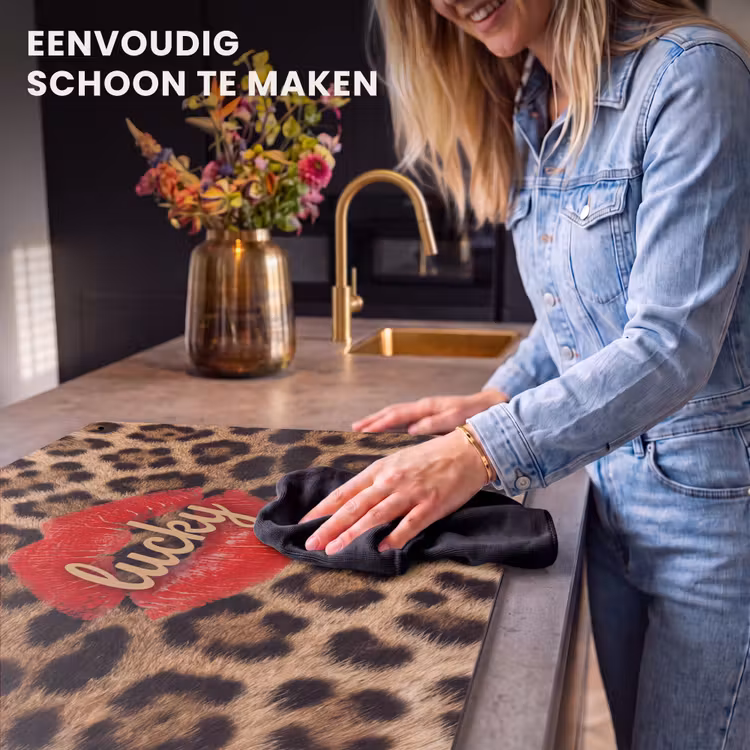 Inductiebeschermer & spatscherm (2in1) - Dierenprint - Lippen - Rood — 5