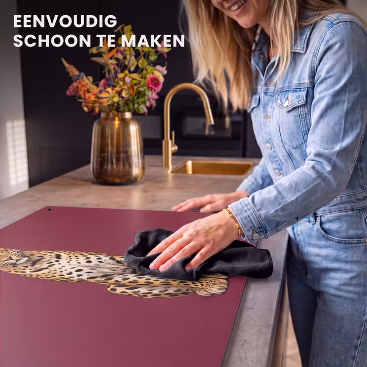 Inductiebeschermer & spatscherm (2in1) - Kat - Dieren - Rood — 5