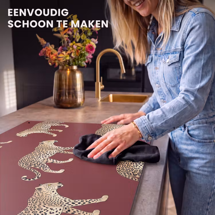 Inductiebeschermer & spatscherm (2in1) - Katten - Patroon - Rood — 5