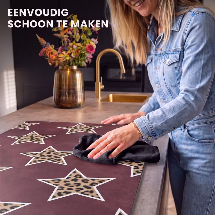 Inductiebeschermer & spatscherm (2in1) - Sterren - Luipaardprint - Rood — 5