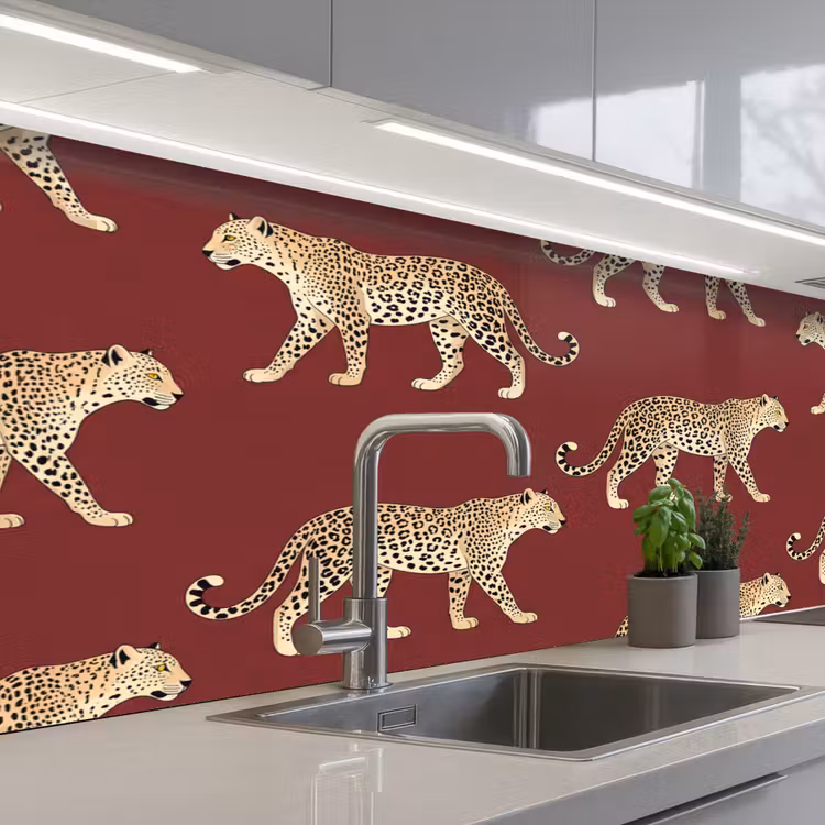 Keuken achterwand - Katten - Patroon - Rood — 2
