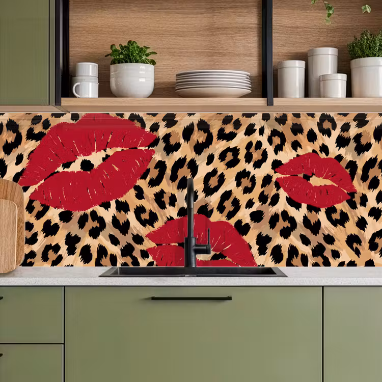 Keuken achterwand - Kusafdruk - Dierenprint - Rood — 8