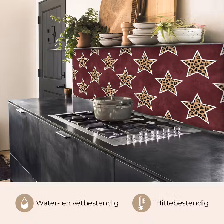 Keuken achterwand - Sterren - Luipaardprint - Rood — 5