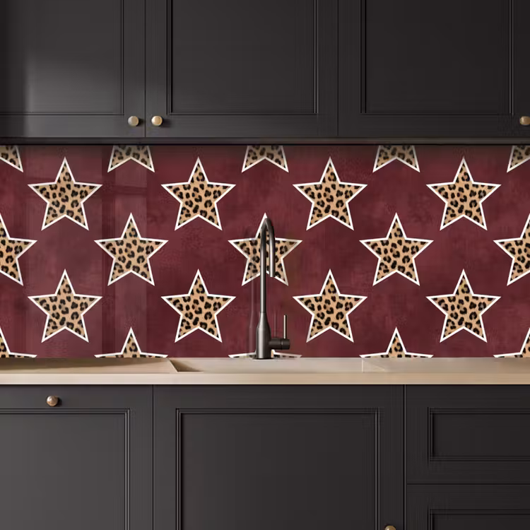 Keuken achterwand - Sterren - Luipaardprint - Rood — 6