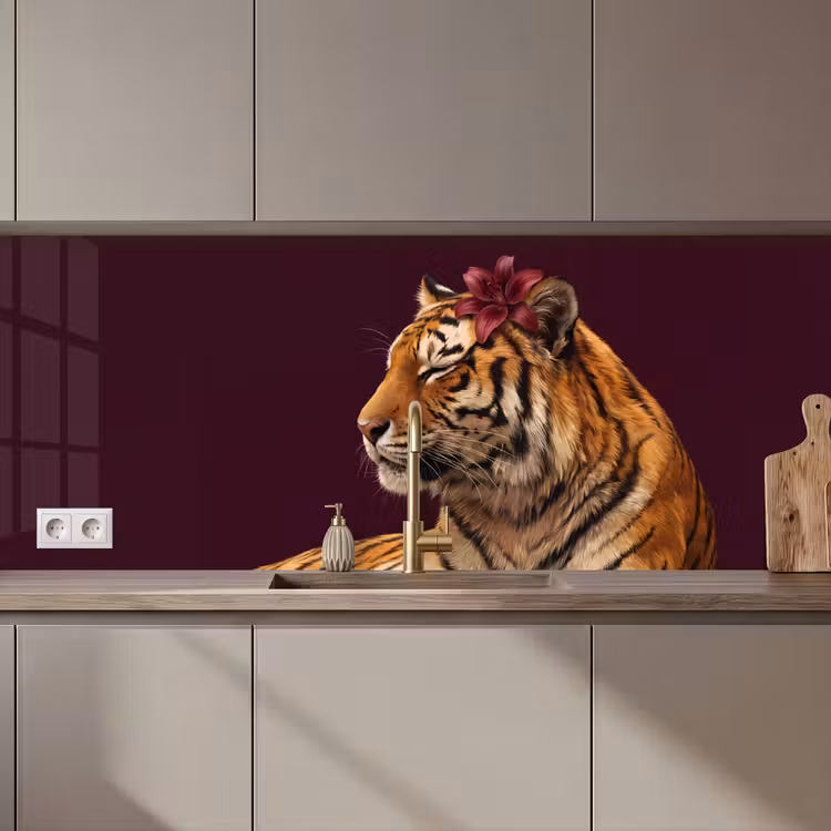 Keuken achterwand - Tijger - Bloem - Dieren — 1