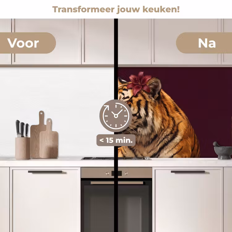 Keuken achterwand - Tijger - Bloem - Dieren — 3
