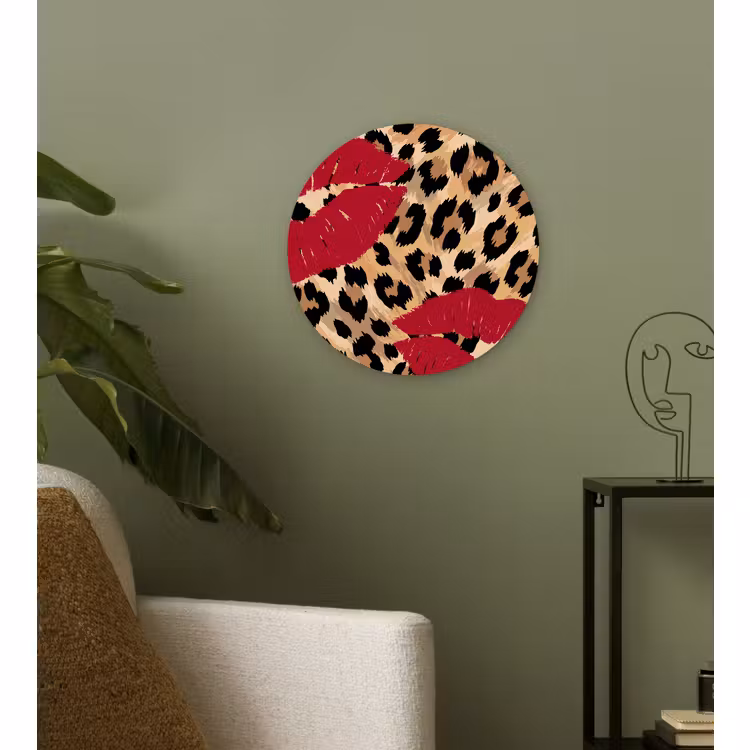 Muurcirkel - Kusafdruk - Dierenprint - Rood — 3