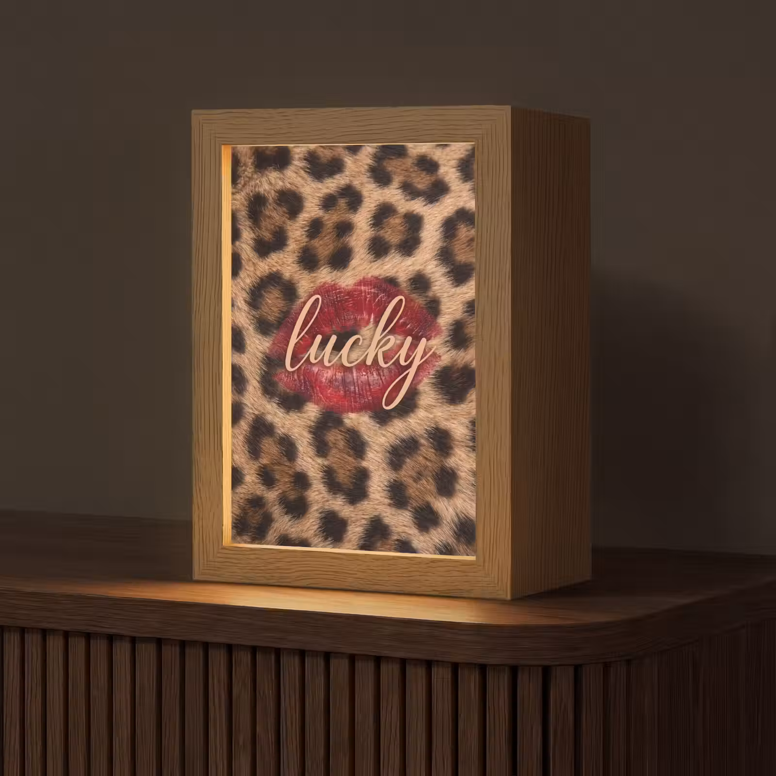 Gepersonaliseerd Lightbox - Dierenprint - Lippen - Rood — 1