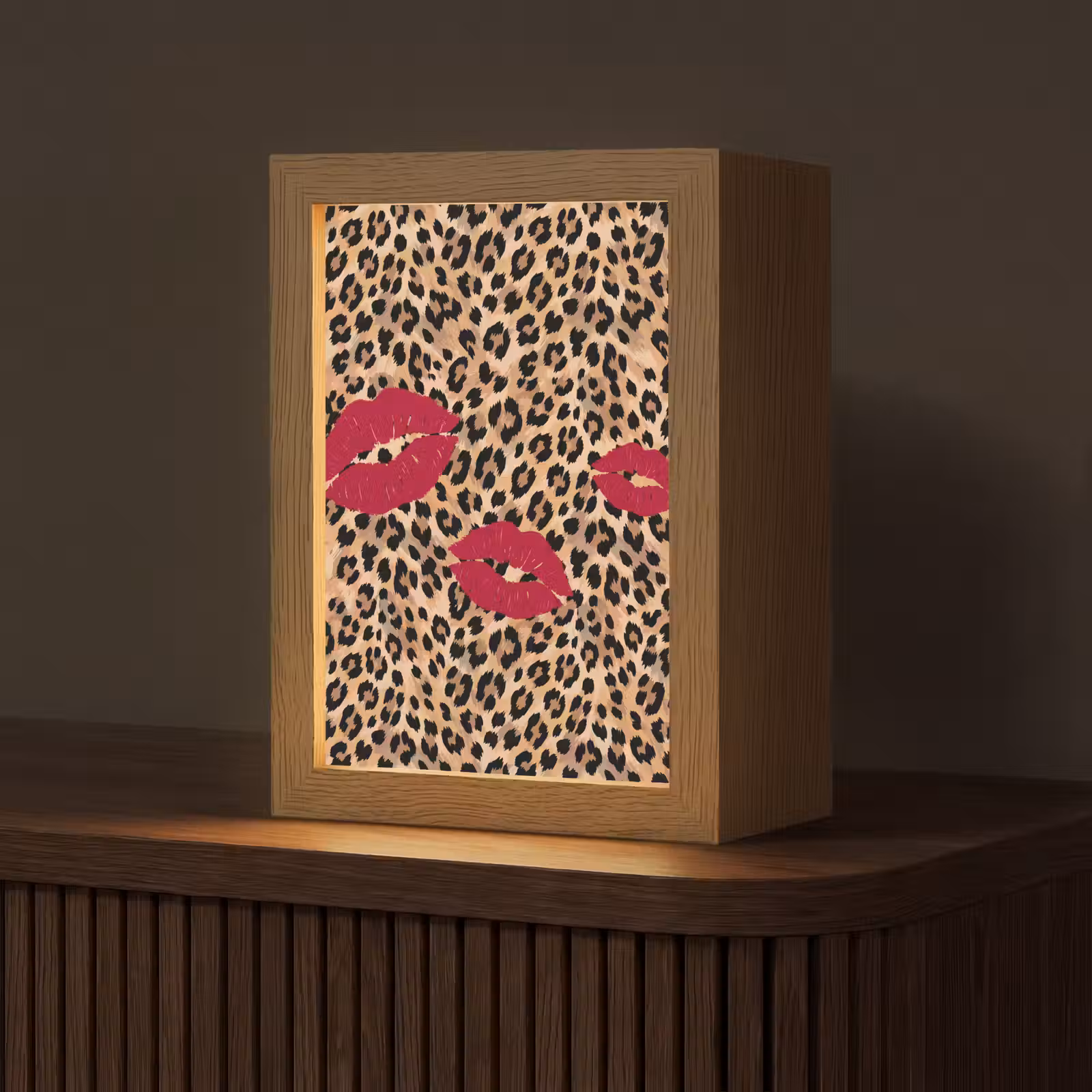 Gepersonaliseerd Lightbox - Kusafdruk - Dierenprint - Rood — 1