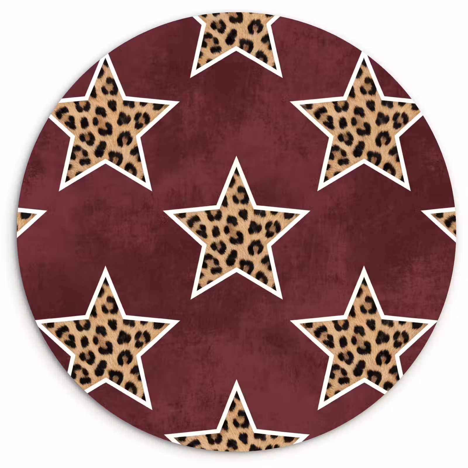 Muurcirkel - Sterren - Luipaardprint - Rood — 1