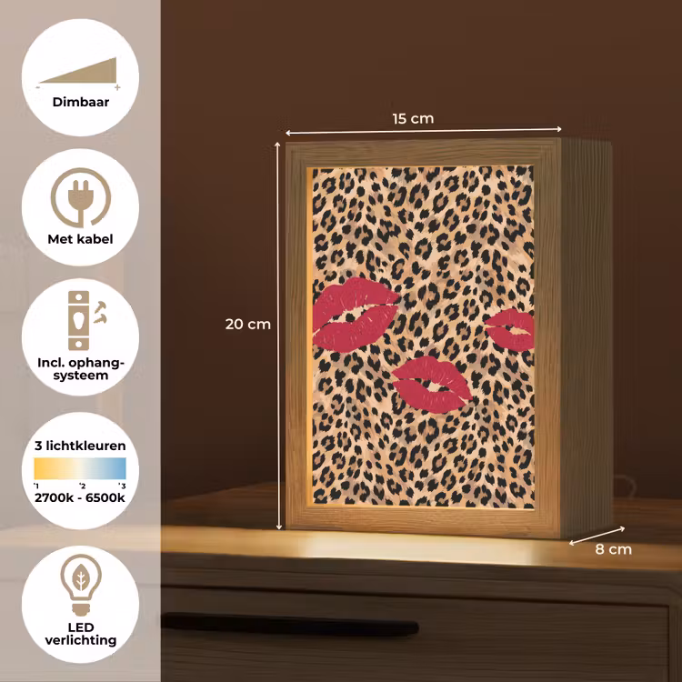 Gepersonaliseerd Lightbox - Kusafdruk - Dierenprint - Rood — 7