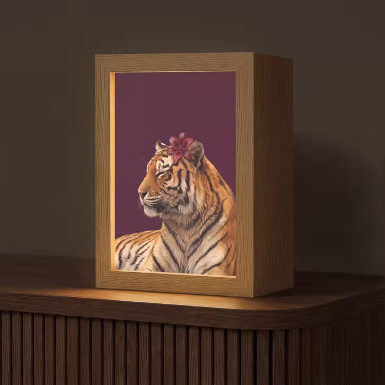 Gepersonaliseerd Lightbox - Tijger - Bloem - Dieren — 1