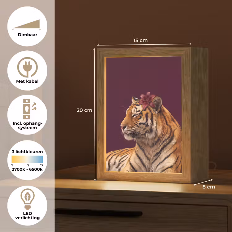 Gepersonaliseerd Lightbox - Tijger - Bloem - Dieren — 7