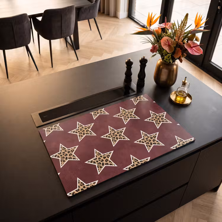 Inductiebeschermer - Sterren - Luipaardprint - Rood — 2