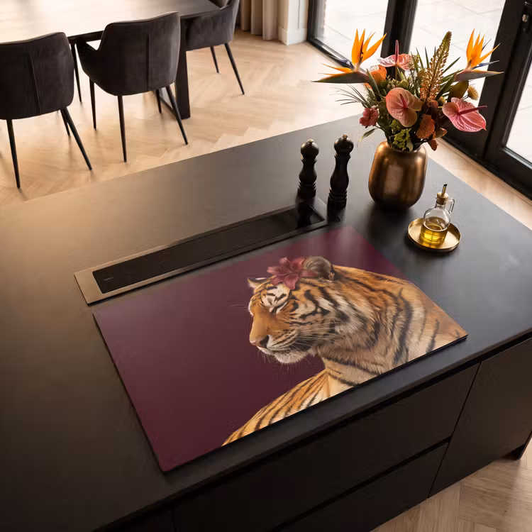 Inductiebeschermer - Tijger - Bloem - Dieren — 2