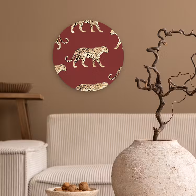 Muurcirkel - Katten - Patroon - Rood — 2